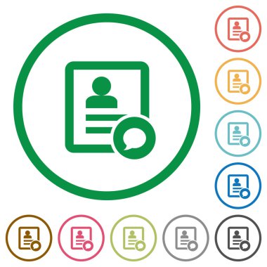 Beyaz arka plan üzerinde yuvarlak özetliyor kişi düz renk simgeleri Kiºiye ileti gönder