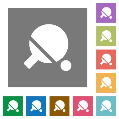 Masa Tenisi düz simgeler basit üzerinde kare arka planlar renk