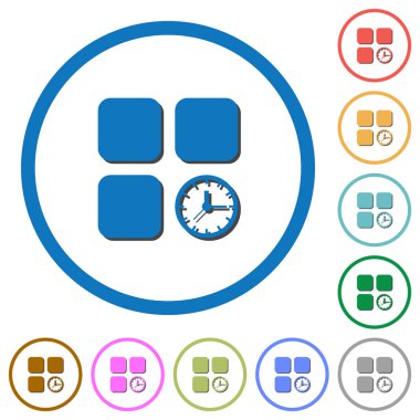 Yuvarlak bileşen Zamanlayıcı düz renk vektör simgeler gölgelerde ile özetliyor beyaz arka plan üzerinde