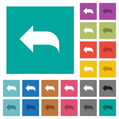 Düz kare arka planlar üzerinde düz simgeler renkte multi posta yanıtlama. Beyaz ve koyu kutsal kişilerin resmi varyasyon hover veya etkin efektleri dahil.