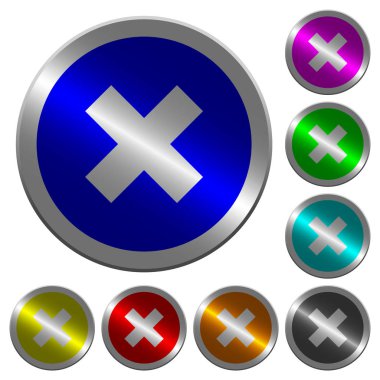 Yuvarlak parlak sikke benzeri renk çelik düğmeler simgeler iptal