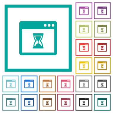 Uygulama düz renk simgeleri beyaz arka plan üzerinde çeyreği çerçevelerle bekliyor