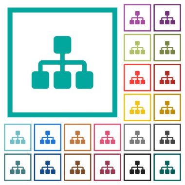 Ağ beyaz arka plan üzerinde çeyreği çerçevelerle düz renk simgeleri