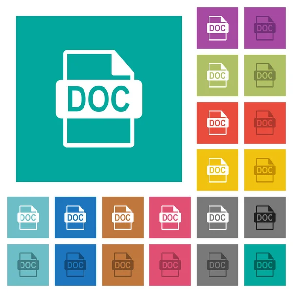 Format Fichier Doc Icônes Plates Multicolores Sur Fond Carré Uni — Image vectorielle