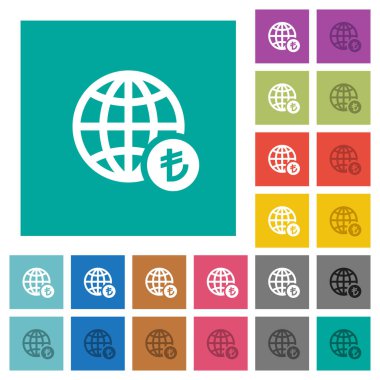 Çevrimiçi Lira ödeme çok düz simgeler düz kare arka plan üzerinde renkli. Beyaz ve koyu kutsal kişilerin resmi varyasyon hover veya etkin efektleri dahil.
