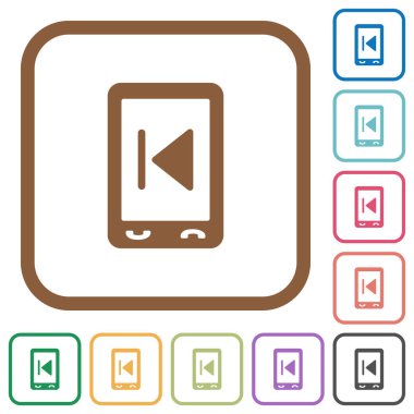 Mobil medya basit simgeler renkli kare kare beyaz arka plan üzerinde yuvarlak