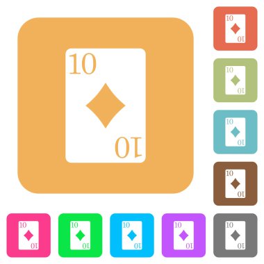 On elmas Yuvarlatılmış kare canlı renkli arka planlar üzerinde düz simgeler kartı.