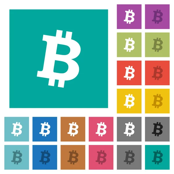 Bitcoin Digitális Cryptocurrency Multi Színes Lapos Ikonok Sima Tér Háttérrel — Stock Vector