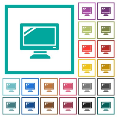 Düz renk simgeleri çeyreği kare beyaz arka plan üzerinde ile izlemek