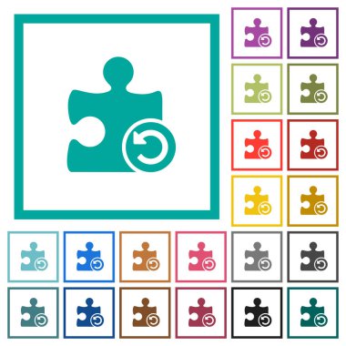 Eklenti değişiklikleri düz renk simgeleri beyaz arka plan üzerinde çeyreği çerçevelerle geri al