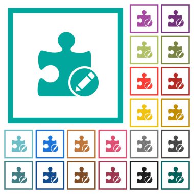 Çeyreği kare beyaz arka plan üzerinde ile eklenti düz renk simgeleri yeniden adlandırma