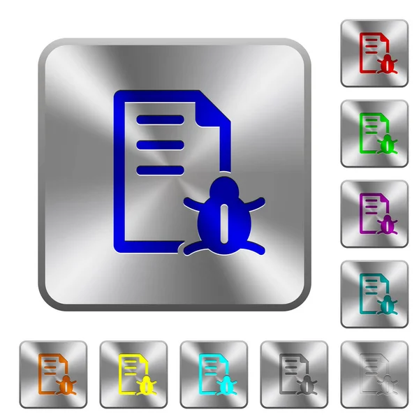 Rapport Bogue Icônes Gravées Sur Des Boutons Carrés Arrondis Acier — Image vectorielle