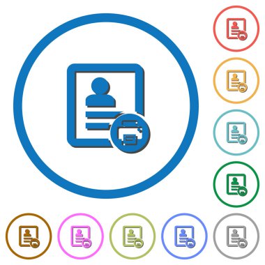 Beyaz arka plan üzerinde kişi düz renk vektör simgeler yuvarlak özetliyor gölgelerde ile yazdırma