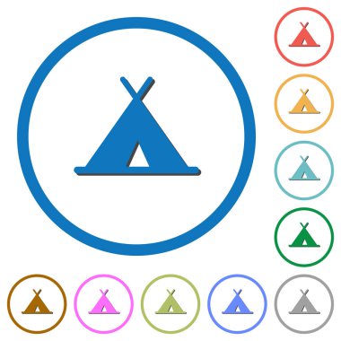 Yuvarlak çadır düz renk vektör simgeler gölgelerde ile özetliyor beyaz arka plan üzerinde