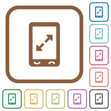 Mobil çimdik açık jest basit simgeler renkli kare kare beyaz arka plan üzerinde yuvarlak