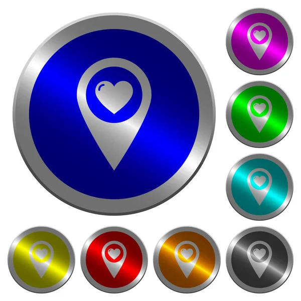 Iconos Ubicación Mapa Gps Favoritos Botones Redondos Acero Color Parecido — Vector de stock