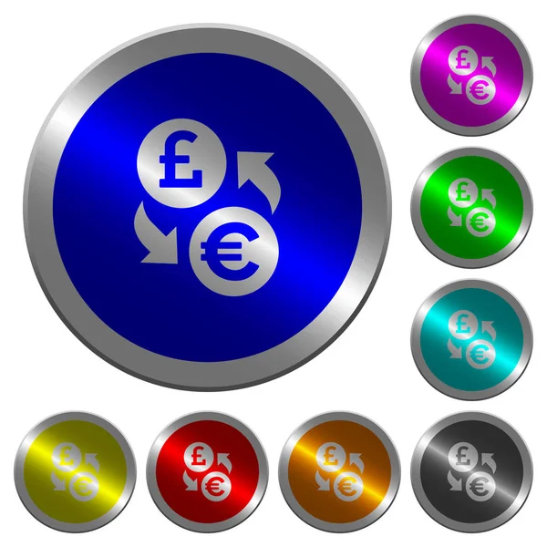 Pound Euro Para Alışverişi Yuvarlak Parlak Sikke Benzeri Renk Çelik — Stok Vektör