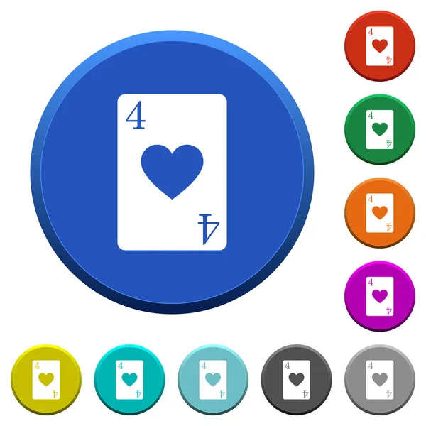 Τέσσερις Καρδιές Κάρτα Γύρο Λοξότμητη Κουμπιά Χρώμα Λείες Επιφάνειες Και — Διανυσματικό Αρχείο