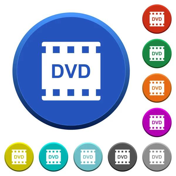 Dvd Movie Format Color Beveled Buttons Smooth Surfaces Flat White — Stock Vector