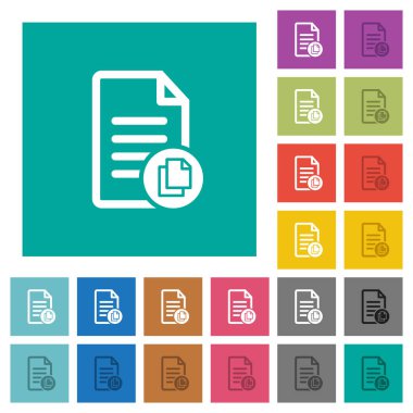 Düz simgeler düz kare arka plan üzerinde renkli belge çok kopyalayın. Beyaz ve koyu kutsal kişilerin resmi varyasyon hover veya etkin efektleri dahil.