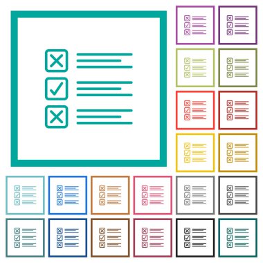 Soru formu düz renk simgeleri beyaz arka plan üzerinde çeyreği çerçeveli
