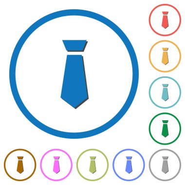 Yuvarlak kravat düz renk vektör simgeler gölgelerde ile özetliyor beyaz arka plan üzerinde