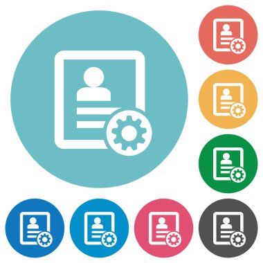 İletişim ayarları düz beyaz simgeleri yuvarlak renkli arka planlar