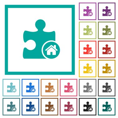 Varsayılan eklenti düz renk simgeleri beyaz arka plan üzerinde çeyreği çerçeveli