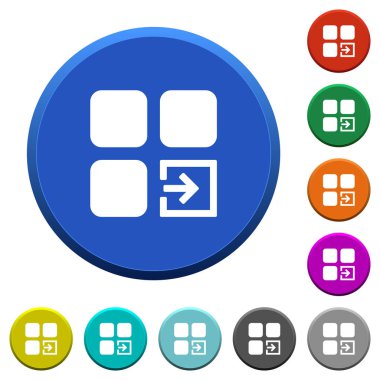 Alma bileşeni yuvarlak renk eğimli düğmeleri ile pürüzsüz yüzeylerde ve düz beyaz simgeler