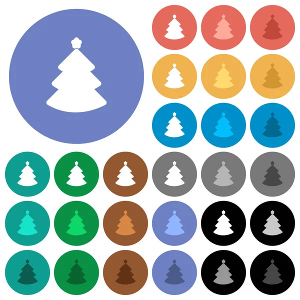 Christmas Tree Multi Colored Flat Icons Backgrounds Included White Light — Stock Vector