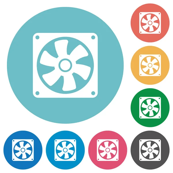 Bilgisayar fan düz beyaz simgeler üzerinde yuvarlak renkli arka planlar