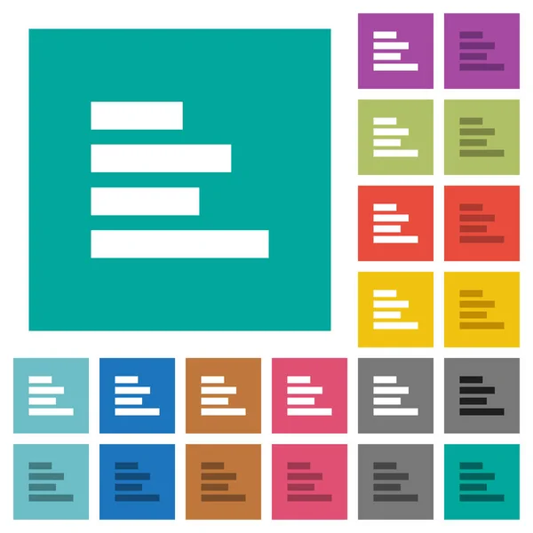 Text Richten Links Mehrfarbige Flache Symbole Auf Einfachen Quadratischen Hintergründen — Stockvektor