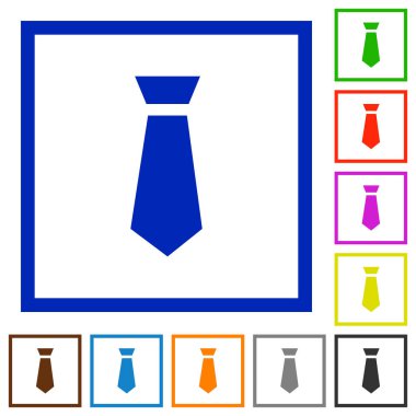 Kare kare beyaz arka plan üzerinde düz renk simgeleri kravat