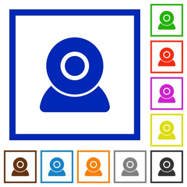 Kare kare beyaz arka plan üzerinde webcam düz renk simgeleri