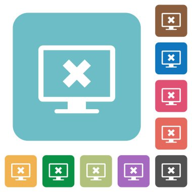 Ekran ayarları beyaz düz simgeleri yuvarlak renkli kare arka planlar üzerinde iptal