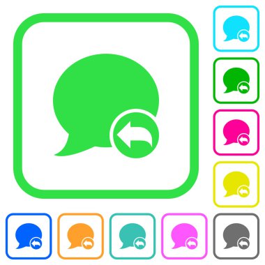 Blog yorum canlı renkli düz simgeler beyaz arka plan üzerinde eğri sınırları içinde yanıt