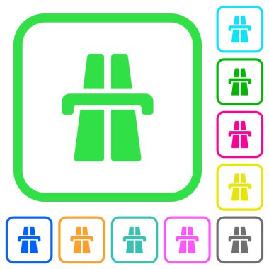 Beyaz arka plan üzerinde eğri sınırları otoyol canlı renkli düz simgeler