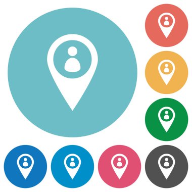 Üye Gps yuvarlak renkli arka planlar yer düz beyaz simgeleri göster