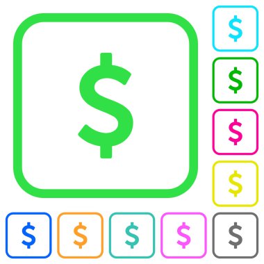 Dolar işareti canlı renkli düz simgeler beyaz arka plan üzerinde eğri sınırları içinde