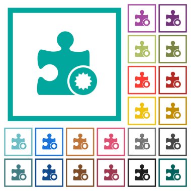 Eklenti düz renk simgeleri beyaz arka plan üzerinde çeyreği çerçevelerle sertifikalı