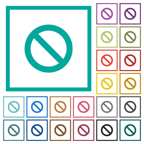 Düz renk simgeleri çeyreği çerçeveli beyaz zemin üzerine engellenmiş