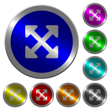 Yuvarlak parlak sikke benzeri renk çelik düğmeleri tam alt simgeleri yeniden boyutlandırma