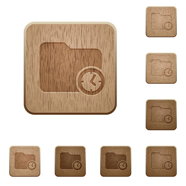 圆形方形雕刻木制按钮样式的目录创建时间 — 图库矢量图片