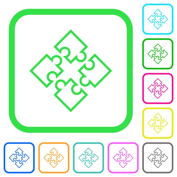 Beyaz arka plan üzerinde eğri sınırları adet canlı renkli düz simgeler bulmaca