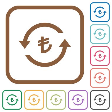 Türk Lirası para geri kare kare beyaz arka plan üzerinde renkli basit simgeler yuvarlak