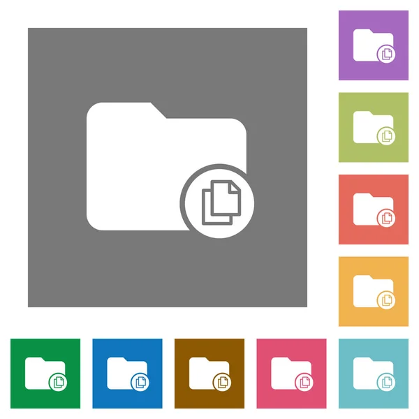 Copier Répertoire Des Icônes Plates Sur Des Fonds Carrés Couleur — Image vectorielle