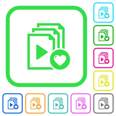 Favori şarkı listesi canlı renkli düz simgeler beyaz arka plan üzerinde eğri sınırları içinde