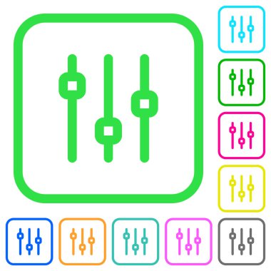 Beyaz arka plan üzerinde eğik kenarlık dikey ayarı canlı renkli düz simgeler