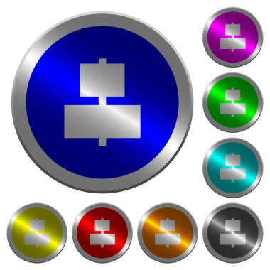 Yuvarlak parlak sikke benzeri renk çelik düğmeleri merkezi simgeleri Hizala