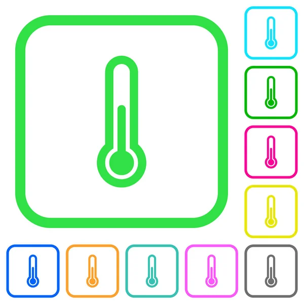 Thermometer Lebhafte Farbige Flache Symbole Geschwungenen Rändern Auf Weißem Hintergrund — Stockvektor